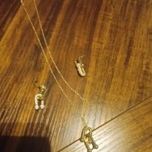 Gold Necklace and Earring Set